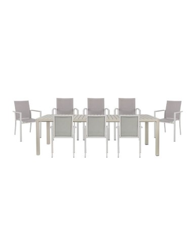 Conjunto comedor PORTOROZ mesa extensible (180-240x100 cm) + 8 sillas color gris niebla Terrazza®